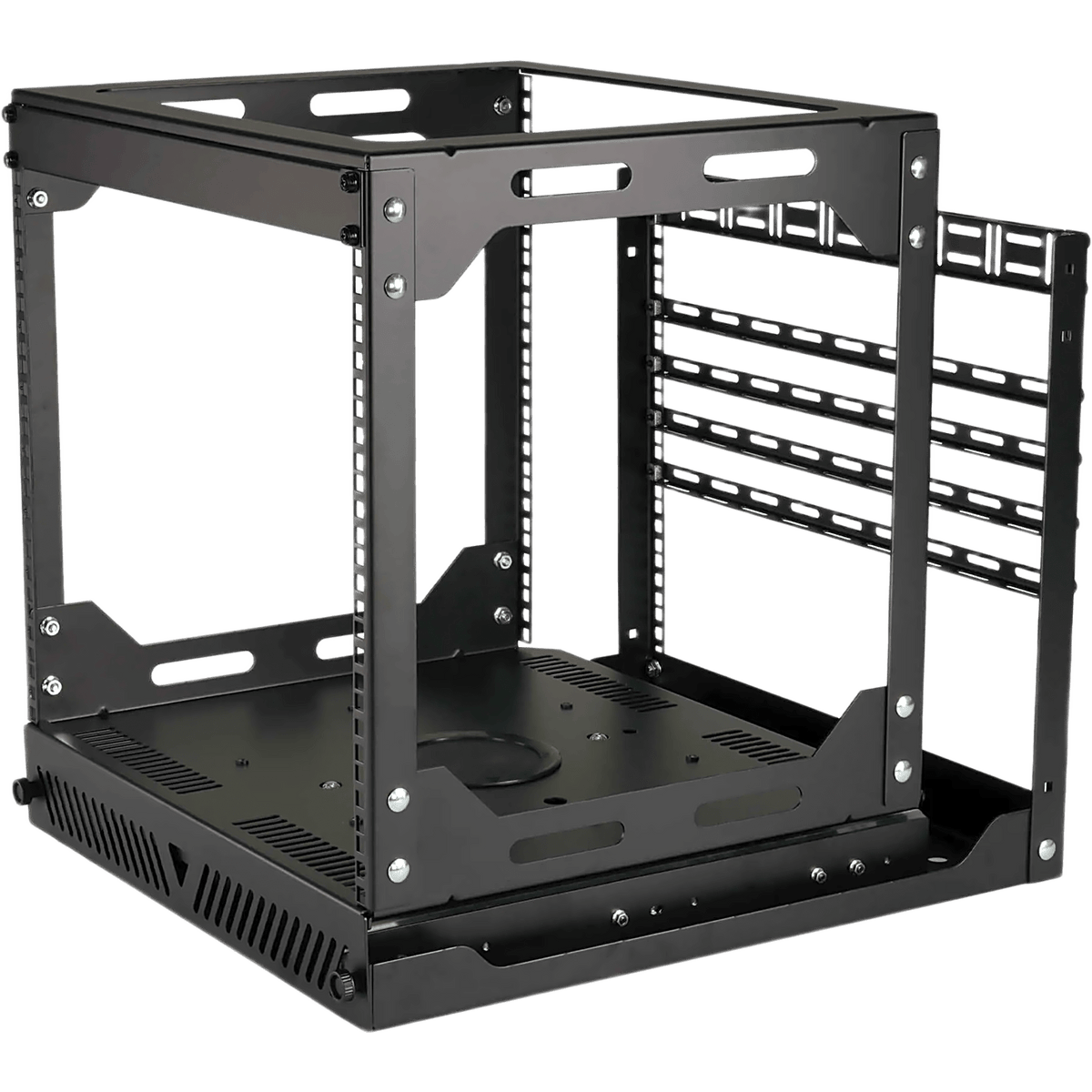 Rack Abierto Deslizante y Giratorio / 12U / Rotación 360° / Carga 68 kg (150 lbs) / Norma EIA/ECA-310-E / Gestión de Cables