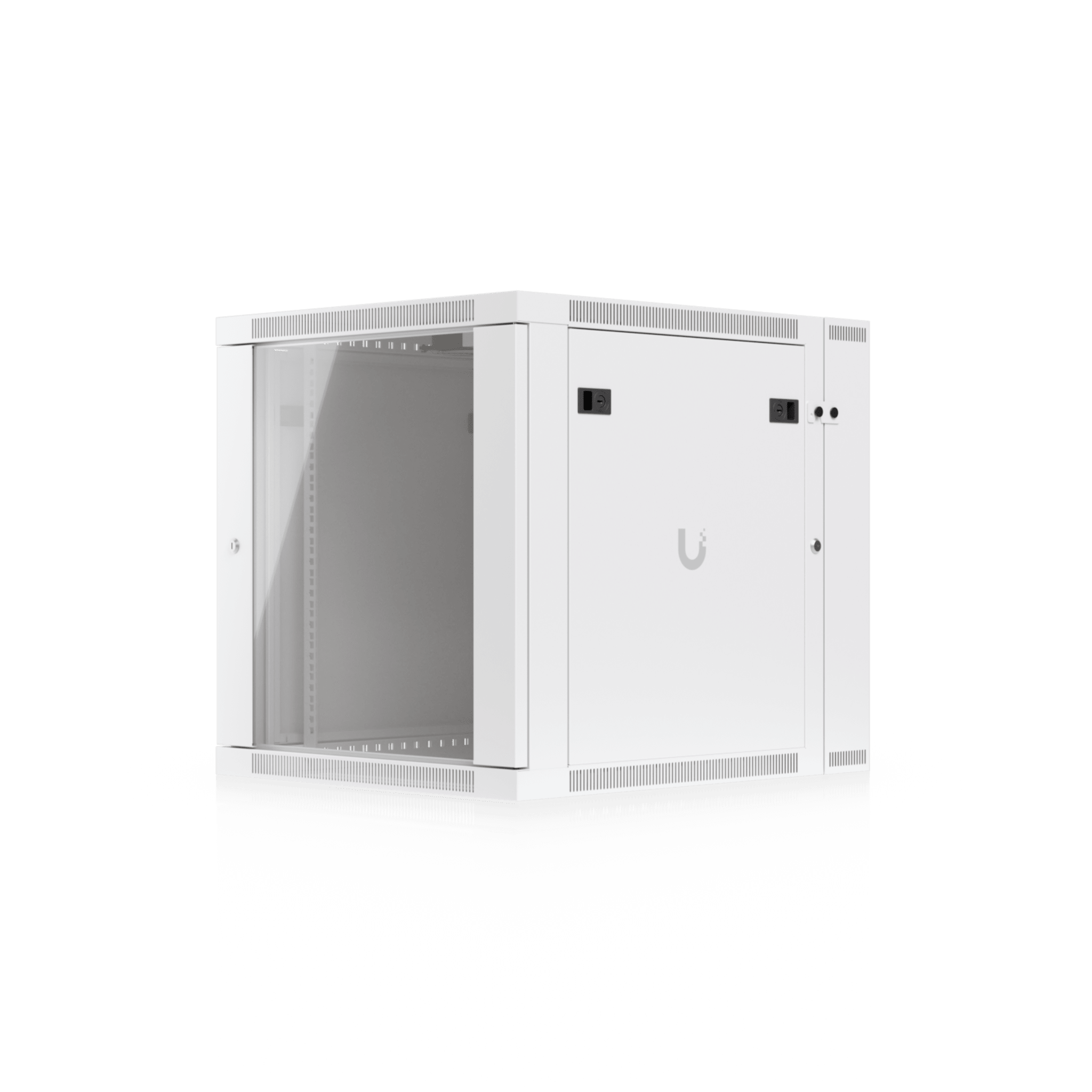 UACC Rack Cabinet 12U (600 x 703 mm) - Gabinete Cerrado para Montaje en Pared con Puerta Frontal de Vidrio Templado, Puerta Trasera Abatible (Swing-Out) y Paneles Laterales Removibles con Llave