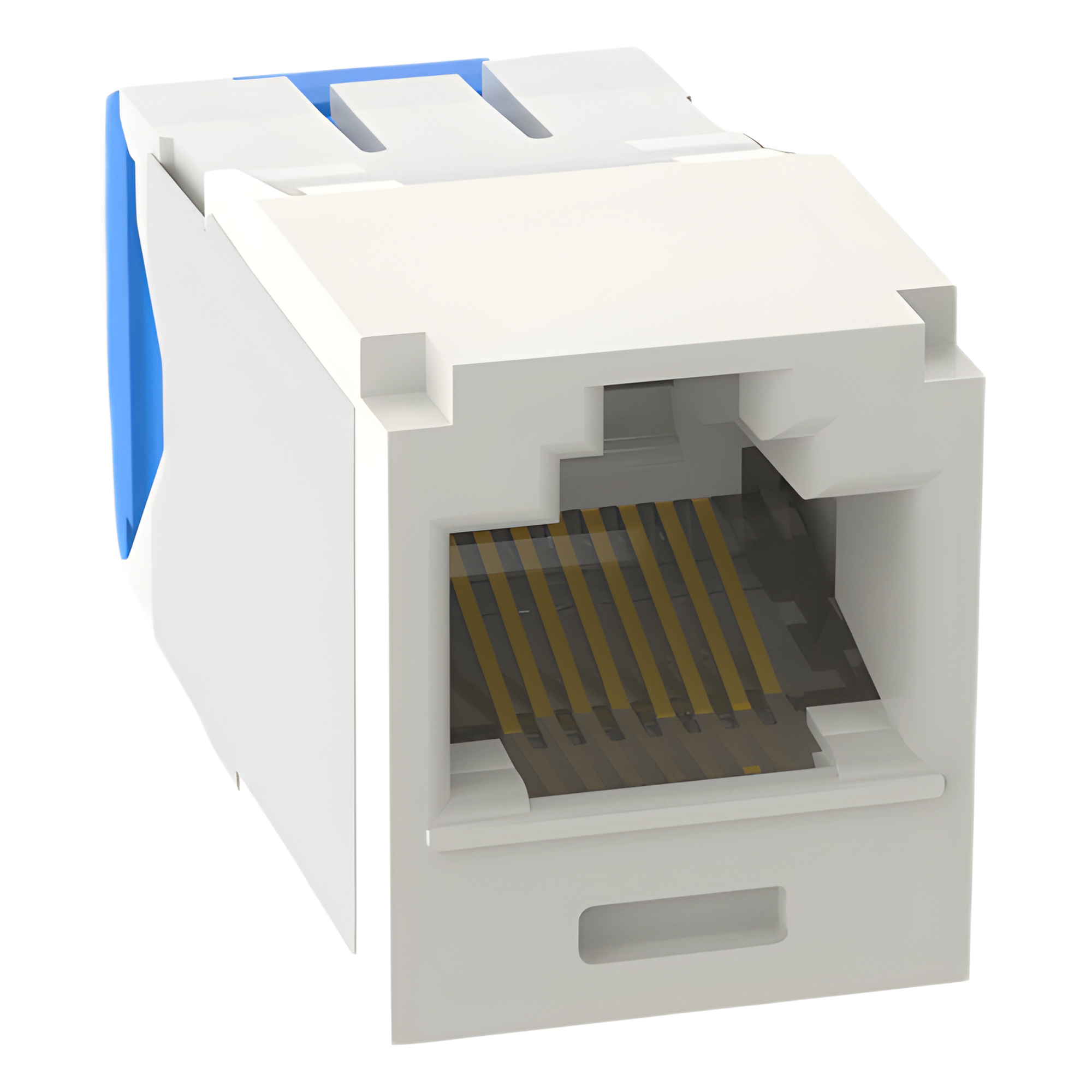 Conector Jack RJ45 Estilo TG, Mini-Com, Categoría 6A, Con Gel Resistente a la Corrosión, de 8 Posiciones y 8 Cables, Color Blanco Mate
