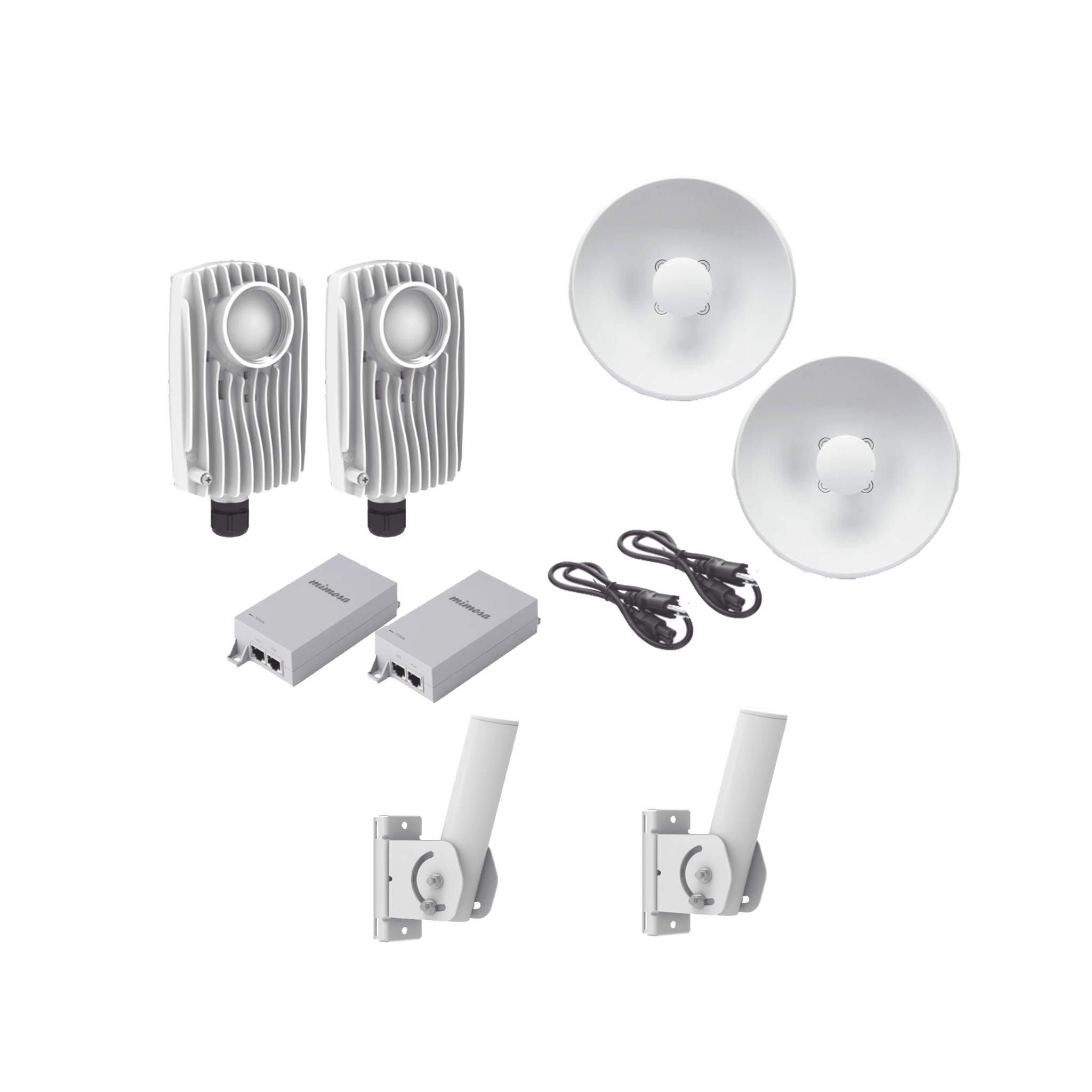 Kit de 2 radios C6X con 2 antenas de (25 dBi), rango de frecuencia extendida (5.1 a 6.4 GHz),  incluye inyector POE, cable de alimentación y 2 FLEXIMOUNT-XL para alineación