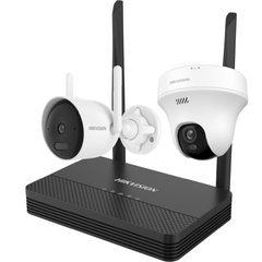 Kit IP Inalámbrico 2 Megapíxel / NVS 4 Canales / 1 Cámara Bala Exterior + 1 Cámara Turret Interior con Lente 2.8 mm y Dual Light / Audio Bidireccional (Micrófono y Bocina) / Soporta Micro SD de 512 GB