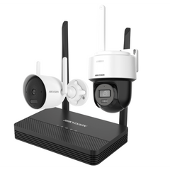 Kit IP Inalámbrico 2 Megapíxel / NVS 4 Canales / 1 Cámara Bala Exterior + 1 Cámara Turret Interior con Lente 2.8 mm y Dual Light / Audio Bidireccional (Micrófono y Bocina) / Soporta Micro SD de 512 GB