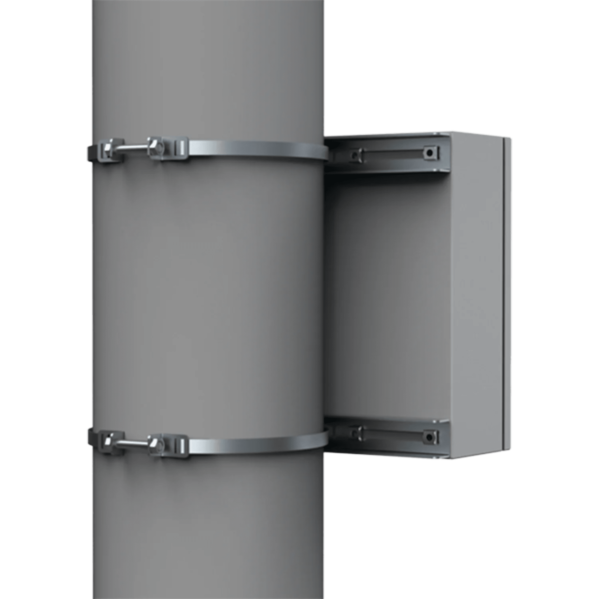 Kit de Fijación para Postes / Enclosure Pole Fixation / Acero Galvanizado / Carga Máxima 900 N / Diámetro Poste 80-250 mm (3.15-9.84 in) / 2 Perfiles + Accesorios / Largo 496 mm
