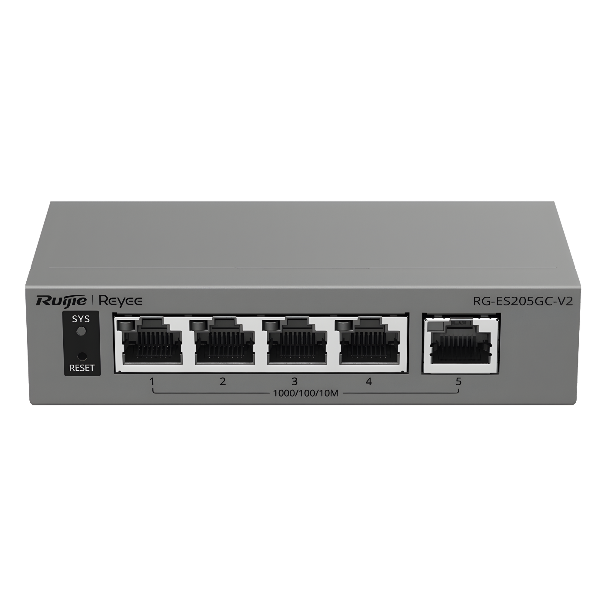 Switch Capa 2 Gestionado en la Nube / 5 Puertos Gigabit / Switching 10 Gbps / Forwarding 7.44 Mpps / Diseño sin Ventilador / Protección 6 kV / Modo CCTV de un Clic / 32 VLANs / Gabinete Metálico / Ruijie Cloud