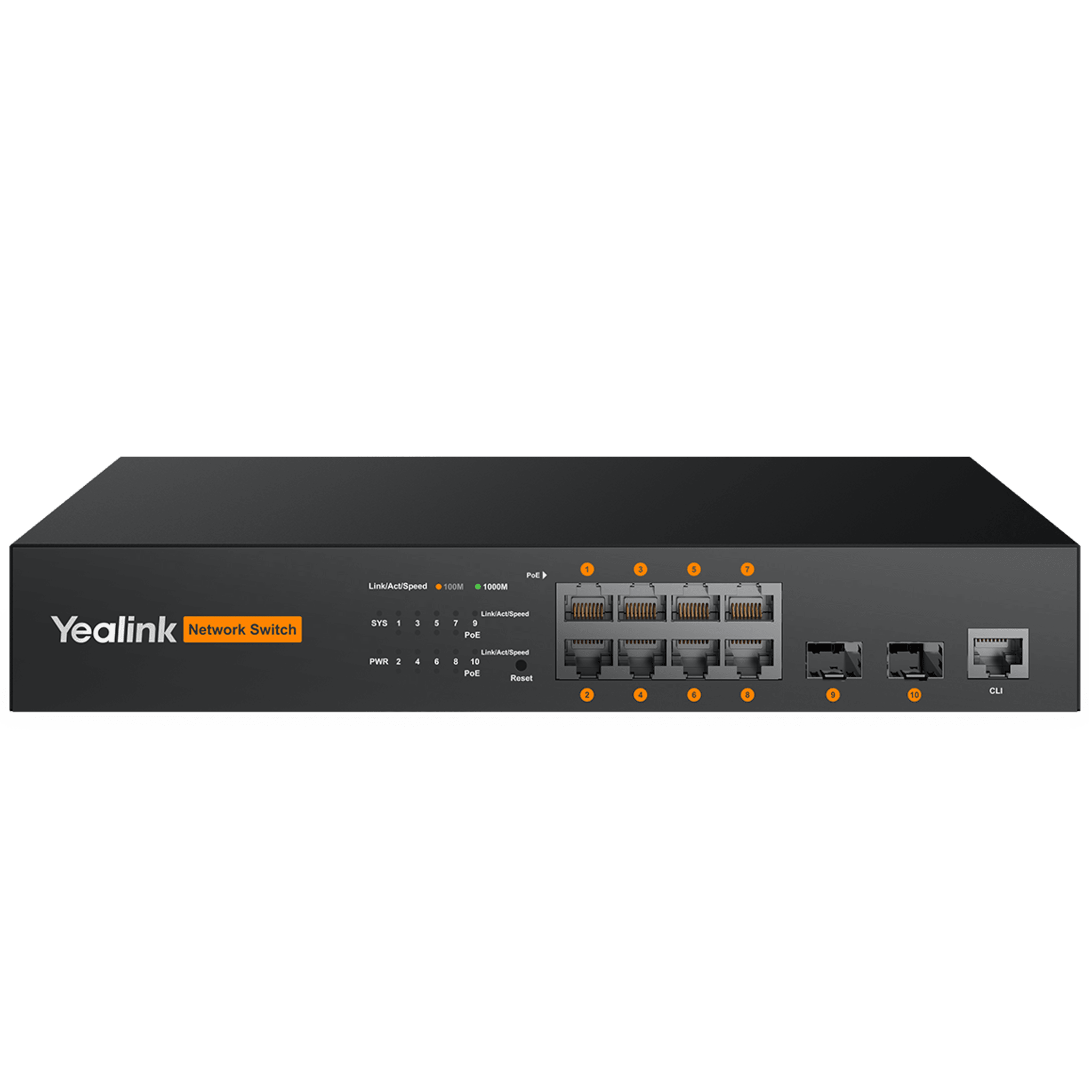 Switch PoE L2+ de Yealink RCH80 para AV sobre IP con puertos Gigabit PoE+ y fibra óptica