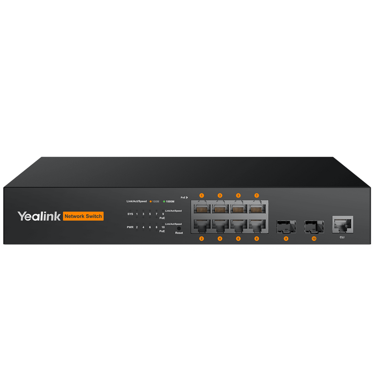 Switch PoE L2+ de Yealink RCH80 para AV sobre IP con puertos Gigabit PoE+ y fibra óptica