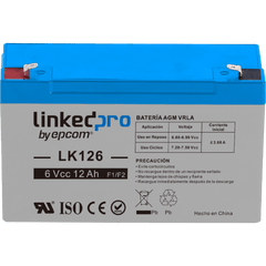 Batería de respaldo 6 V | 12 Ah | AGM | Especial para Seguridad Electrónica | UPS | Sistemas de Emergencia | Vida útil 5 años | Terminales F1 + Adaptador F2