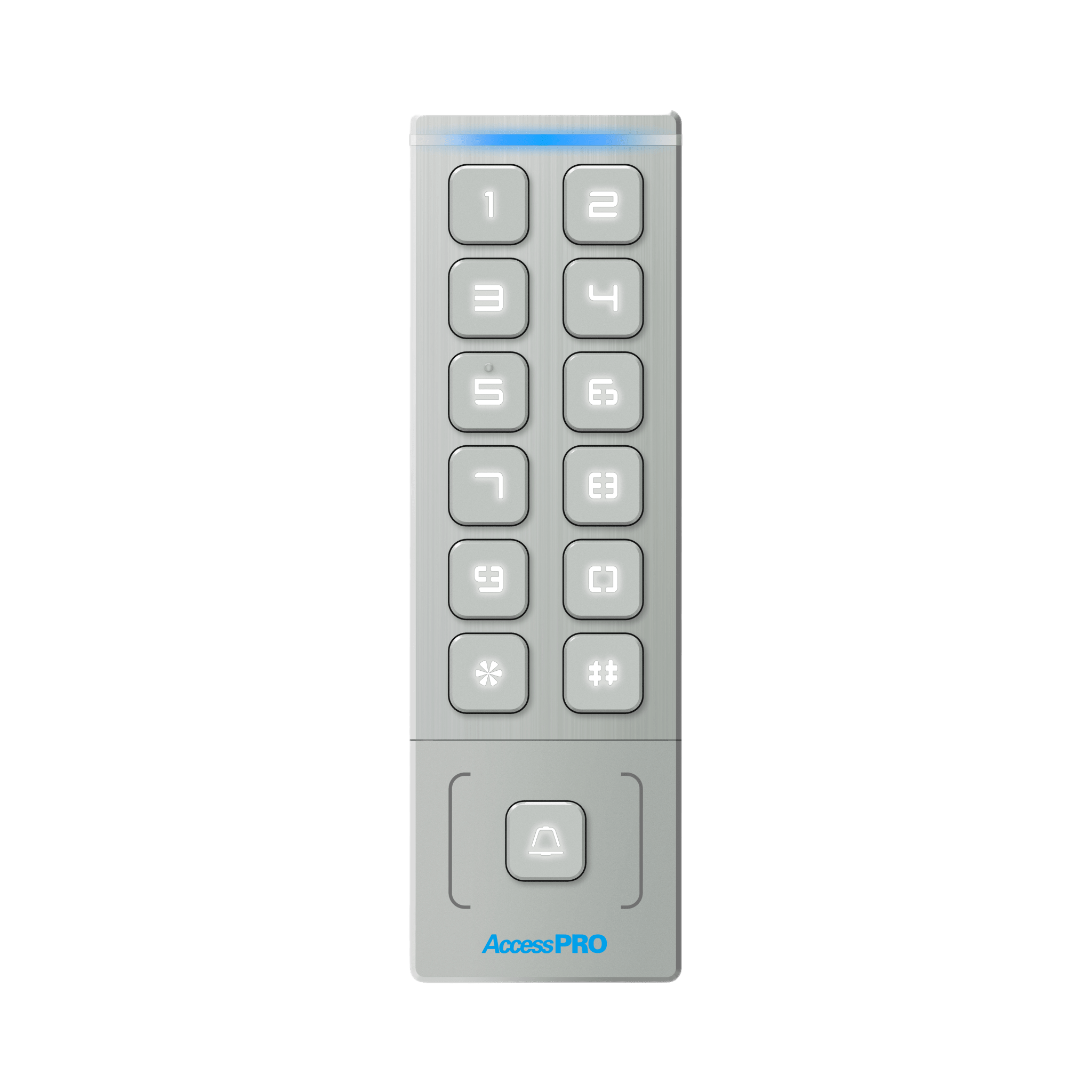 Teclado Autónomo / Diseño Slim Metálico / 1000 Tarjetas y Contraseñas /  Exterior IP65 / Lector de Tarjetas Prox EM / Salida Wiegand