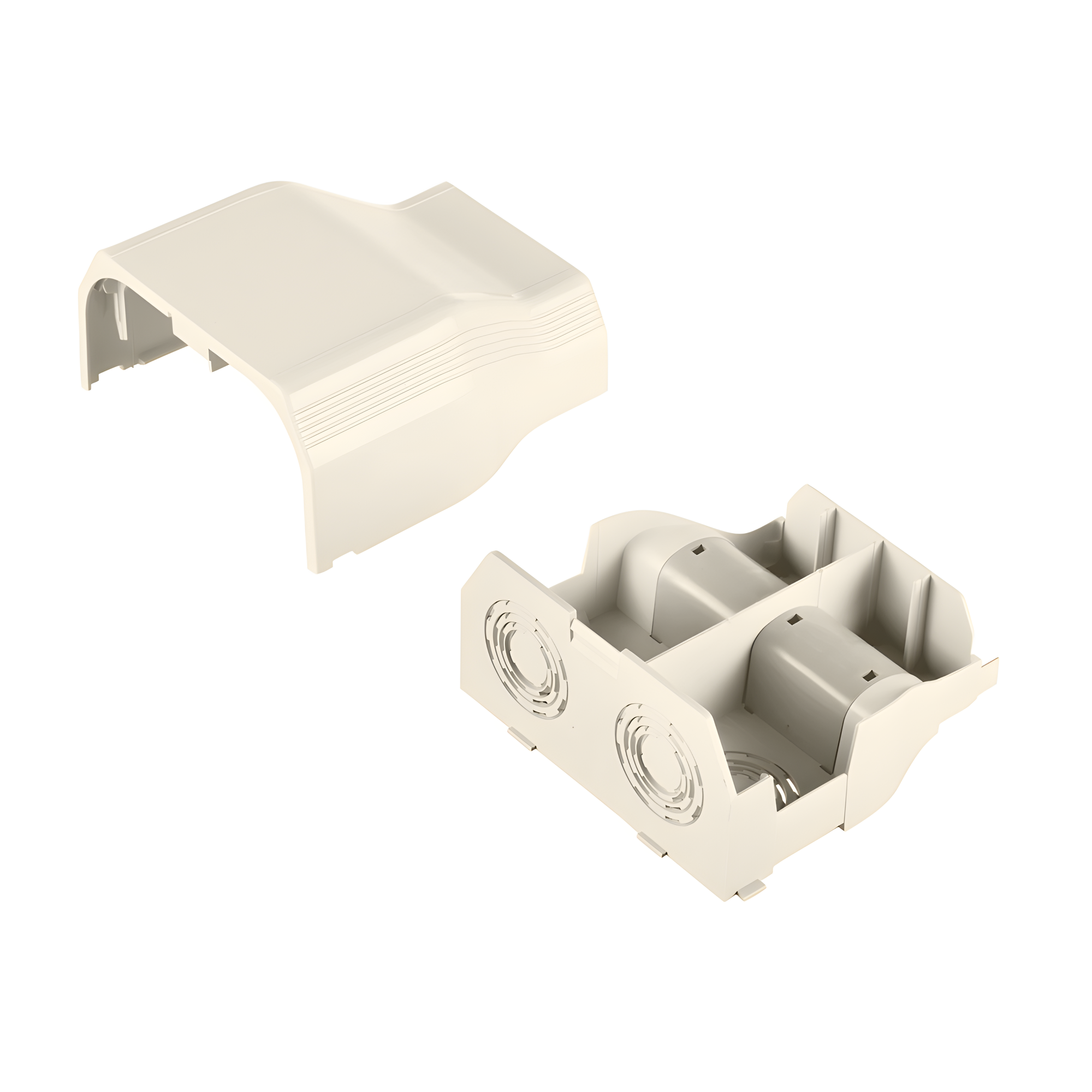 Conexión de tubería a canaleta T70, Salidas de 1/2", 3/4", 1" y 1 1/4", material ABS, Color Blanco Mate