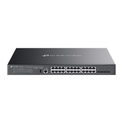 Switch Omada L3 SDN Administrable / 24 puertos PoE af/at Gigabit y 4 puertos SFP+ / Presupuesto PoE 720W / Funciones RIP, VRRP, Servidor DHCP / Administración centralizada OMADA / Fuente Redundante