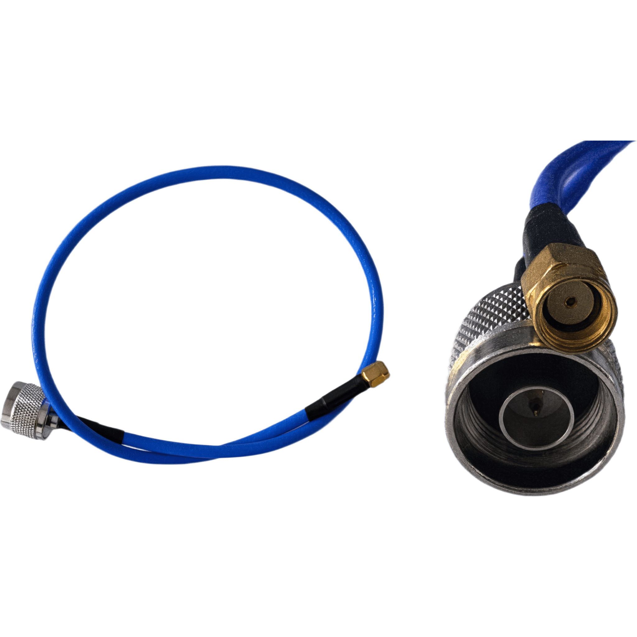 Cable Coaxial de Baja Pérdida / Jumper 50 cm / N - RPSMA / 50 Ohm / DC - 6 GHz / VSWR ≤1.25 / Baja Atenuación / Cubierta Azul / IEC 60169