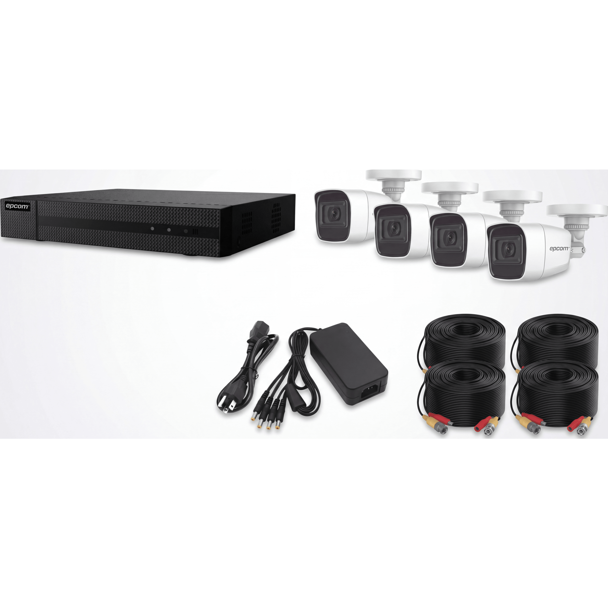 (MICRÓFONO Integrado) Kit TurboHD 1080p Lite / DVR 4 canales / Audio por Coaxitron / 4 Cámaras Bala de Metal con Micrófono Integrado