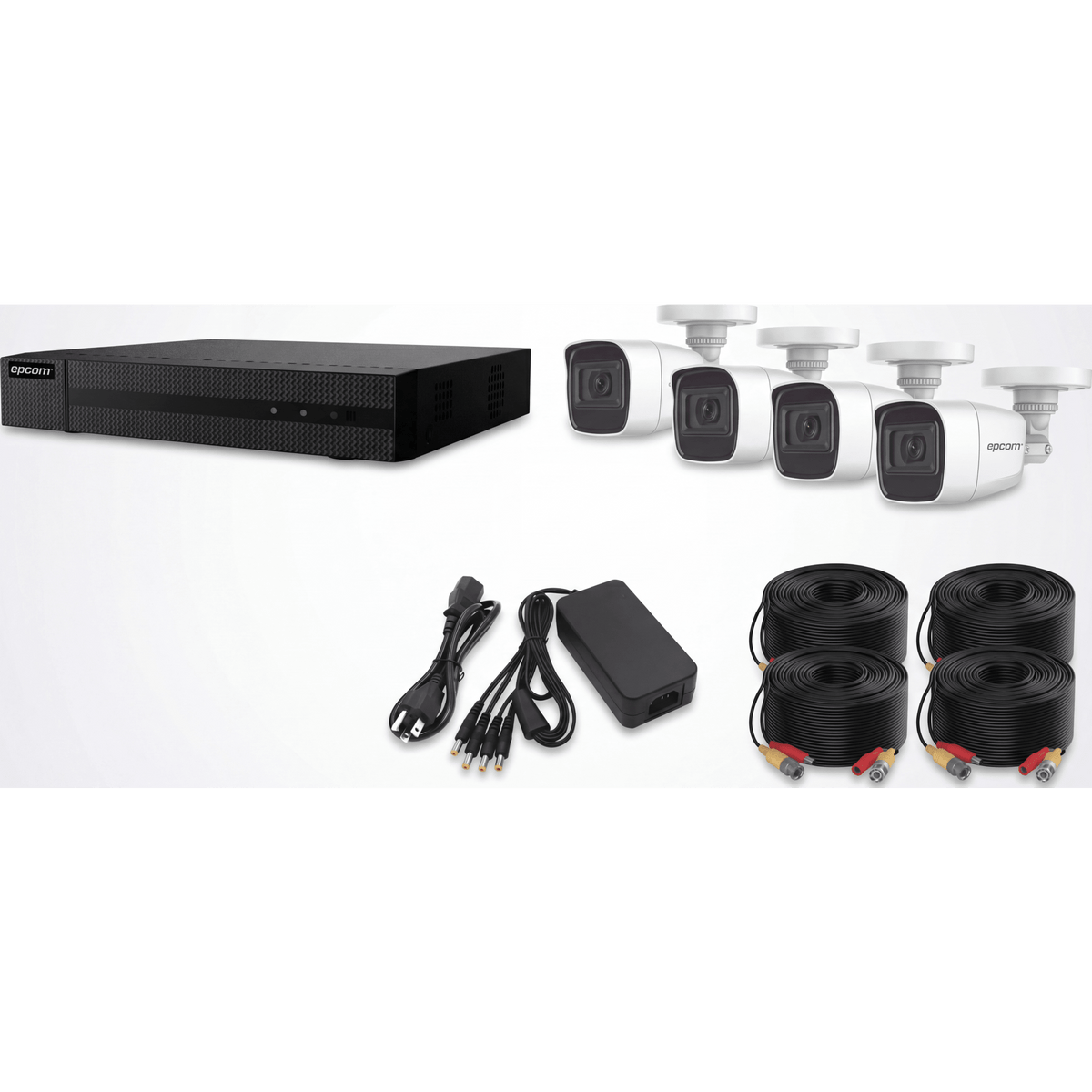 (MICRÓFONO Integrado) Kit TurboHD 1080p Lite / DVR 4 canales / Audio por Coaxitron / 4 Cámaras Bala de Metal con Micrófono Integrado