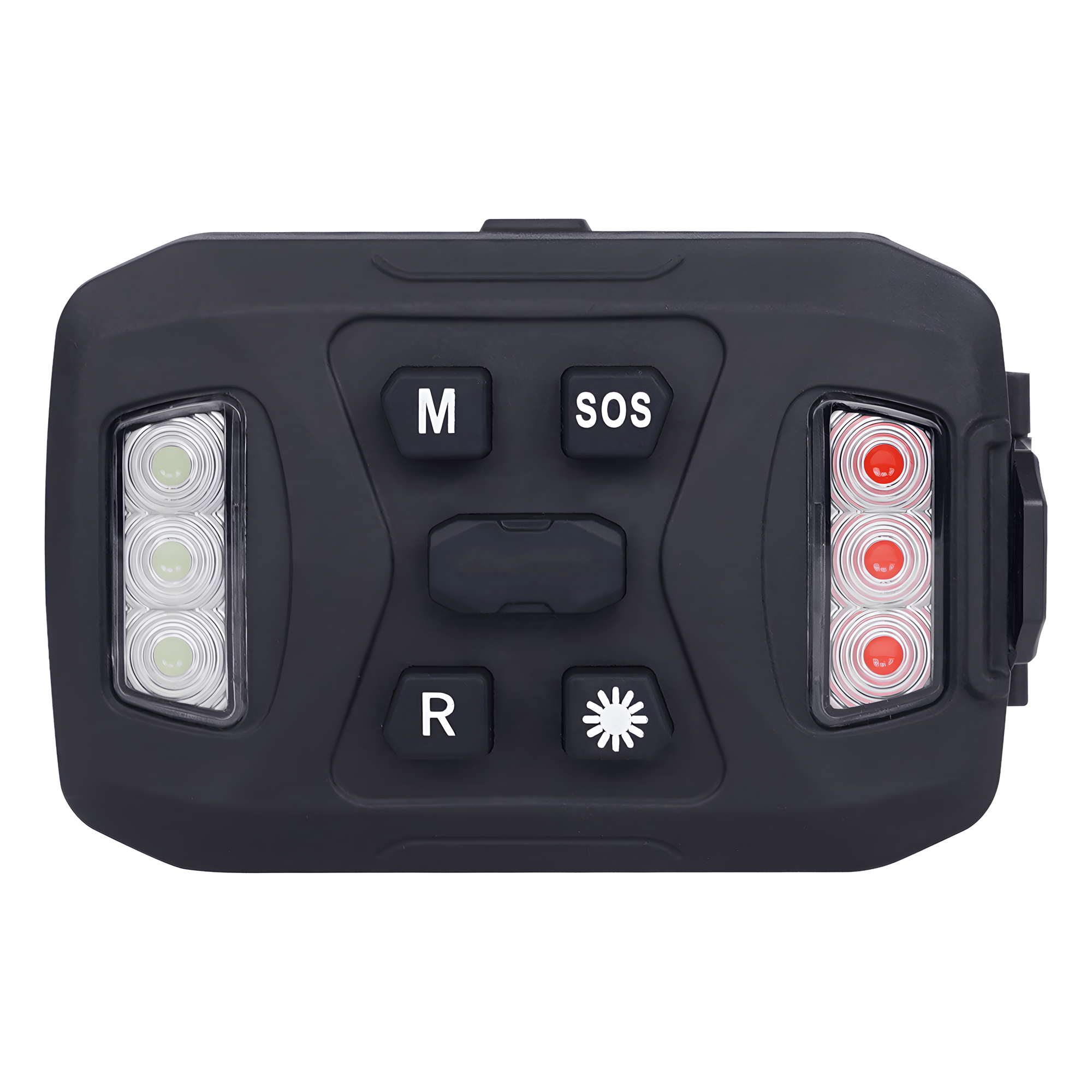 Luz Auxiliar Recargable, 26 LEDs, Rojo/Azul/Blanco, Incluye Clip y Base Magnética