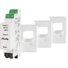 Medidor de Energía Trifásico / 400 A / Montaje Riel DIN / Wi-Fi + LAN + Bluetooth / Almacenamiento 60 Días / MQTT / Shelly Pro