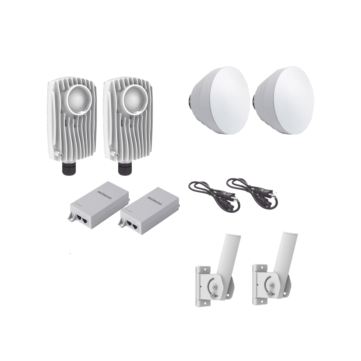 Kit de 2 radios C6X con 2 antenas de (16 dBi), rango de frecuencia extendida (5.1 a 6.4 GHz),  incluye inyector POE, cable de alimentación y 2 FLEXIMOUNT-XL para alineación