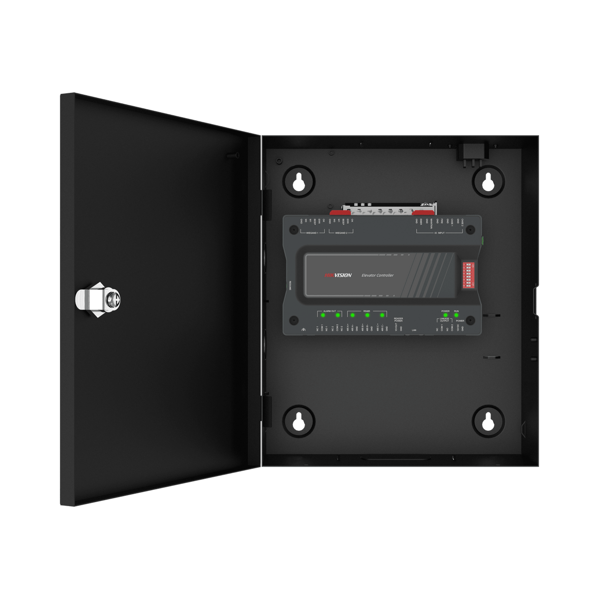 Controlador MAESTRO para Elevadores Administrable en la Nube con HikConnect Teams / Incluye Gabinete y Fuente / Control de Acceso para los pisos de los Elevadores por Huella o Tarjeta / Requiere Licencia / 1 Controlador por Cabina de Elevador