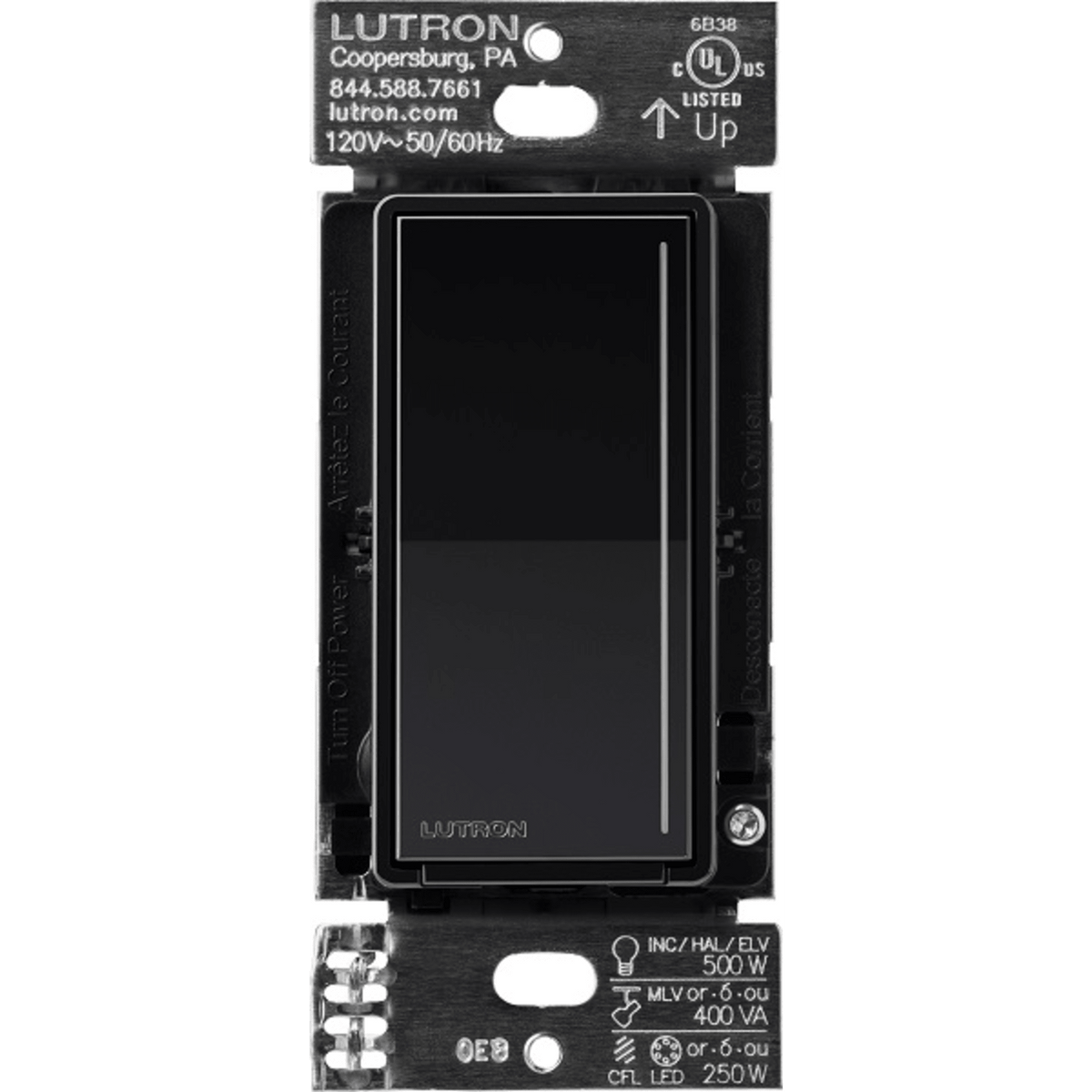(RadioRa3) Atenuador táctil Sunnata Dimmer PRO color negro brillante , requiere cable neutro / soporta 250W LED