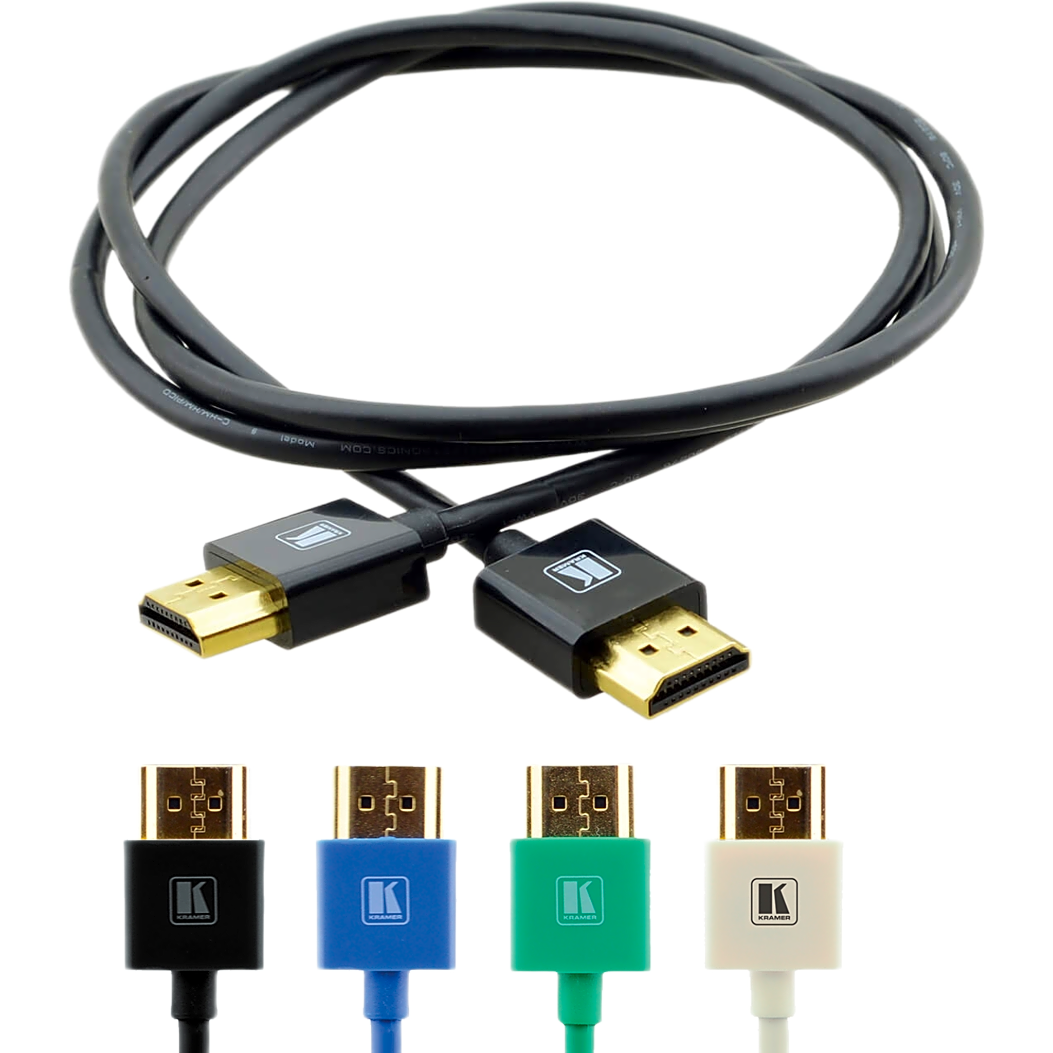 Cable HDMI Ultra Delgado Alta Velocidad con Ethernet | 4K@60Hz (4:4:4) | 18Gbps | Conector HDMI Delgado 16 mm (0.63 in) | Radio de Curvatura 36 mm (1.42 in) | Triple Blindaje | Conectores Chapados en Oro 24K | 0.9 m | Negro