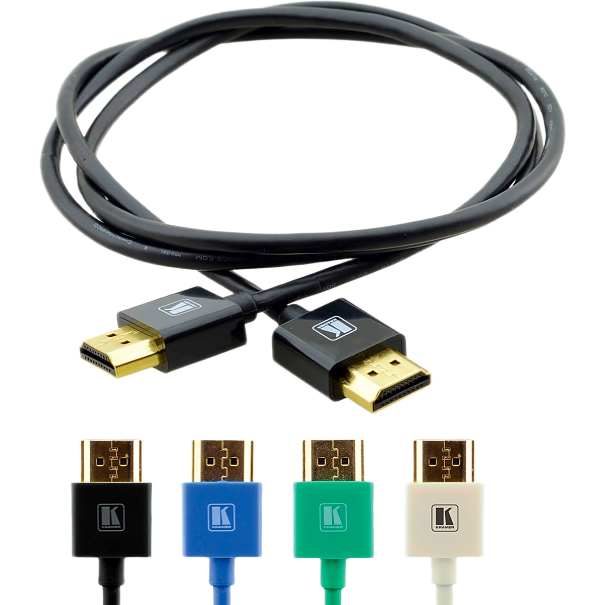 Cable HDMI Ultra Delgado Alta Velocidad con Ethernet | 4K@60Hz (4:4:4) | 18Gbps | Conector HDMI Delgado 16 mm (0.63 in) | Radio de Curvatura 36 mm (1.42 in) | Triple Blindaje | Conectores Chapados en Oro 24K | 0.9 m | Negro