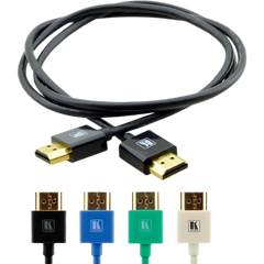 Cable HDMI Ultra Delgado Alta Velocidad con Ethernet | 4K@60Hz (4:4:4) | 18Gbps | Conector HDMI Delgado 16 mm (0.63 in) | Radio de Curvatura 36 mm (1.42 in) | Triple Blindaje | Conectores Chapados en Oro 24K | 0.9 m | Negro