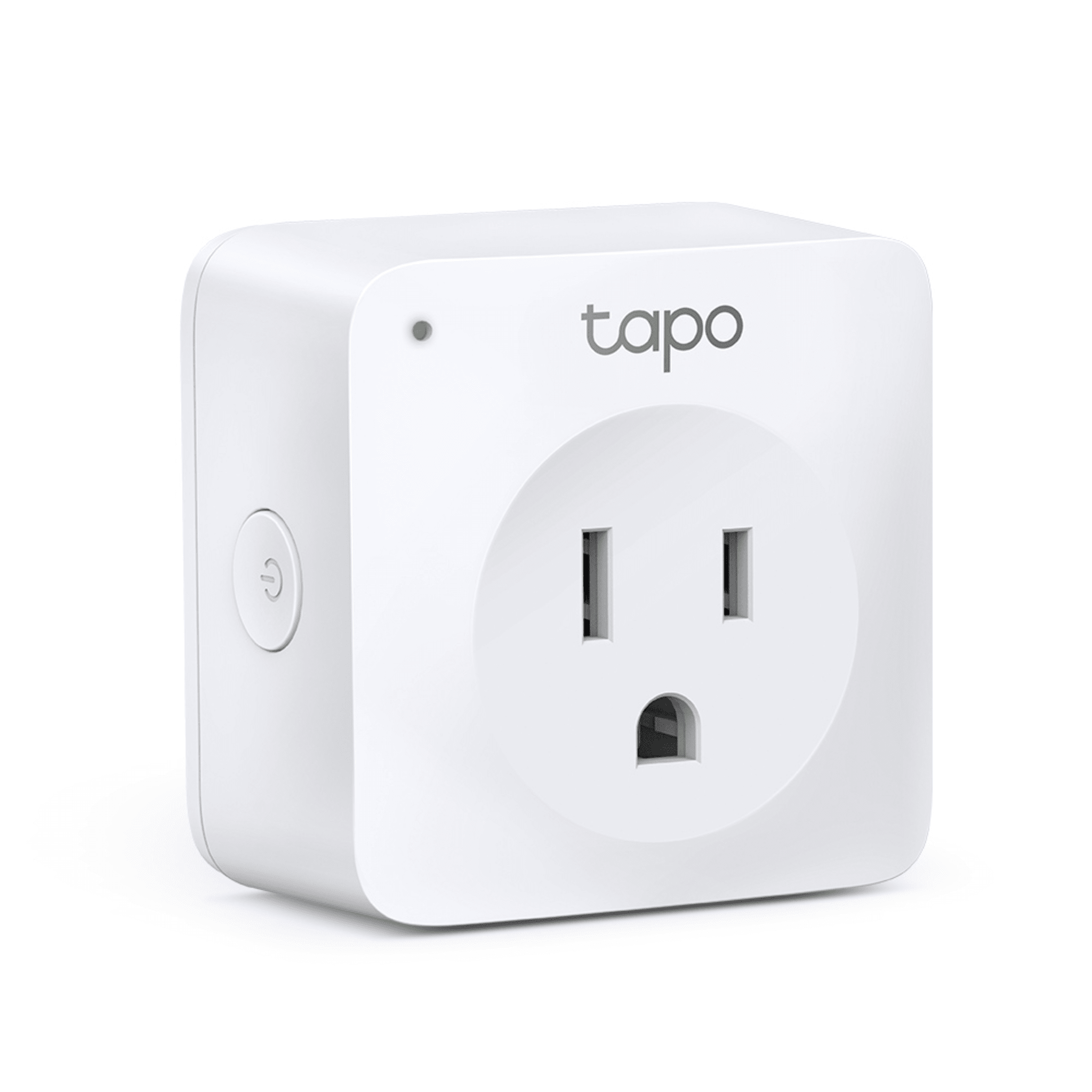 Mini tomacorriente inteligente Wi-Fi, 100 - 120V~, 50/60Hz, 15.0A, compatible con Amazon Alexa y Google Assistant, color blanco.