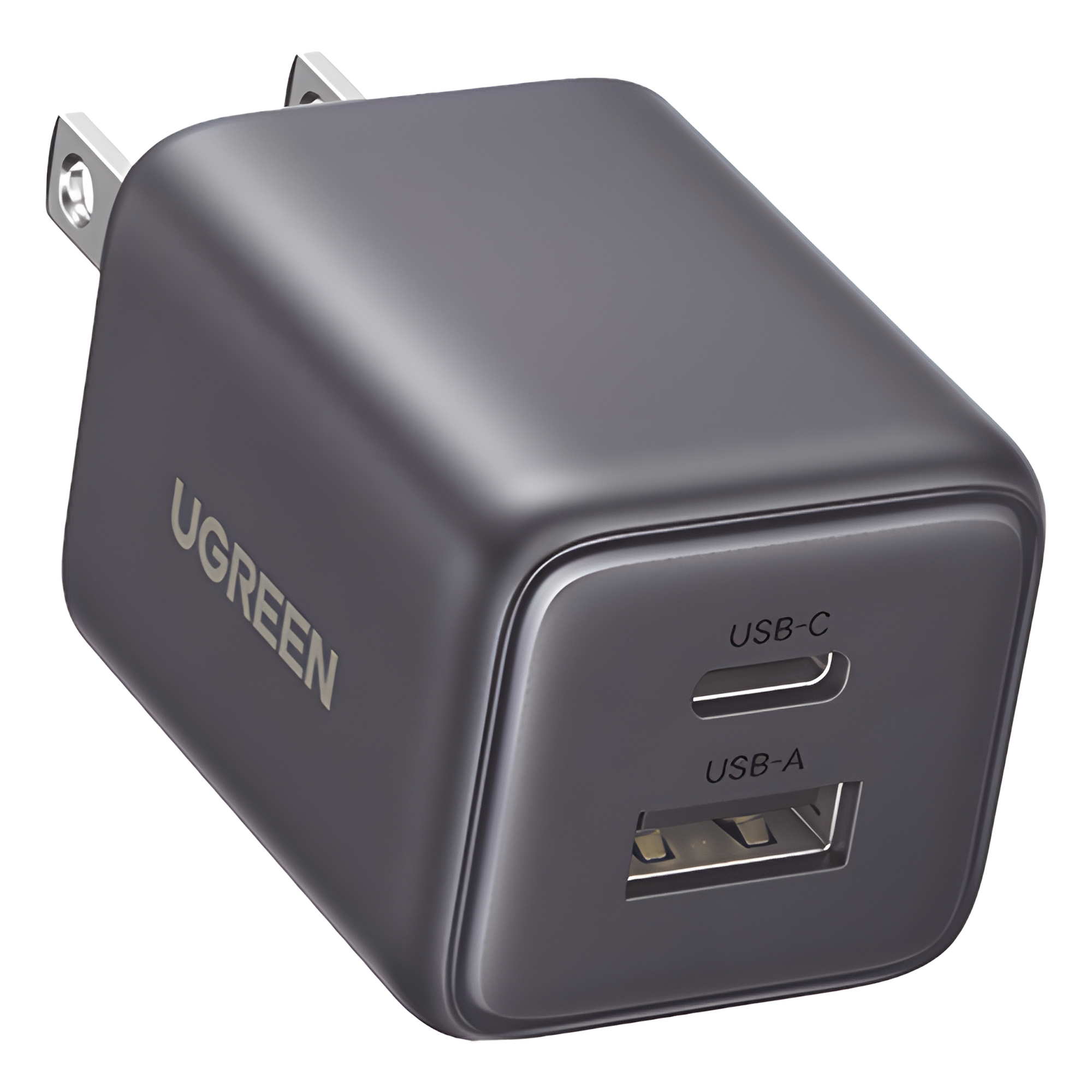 Cargador rápido GaN 1A1C de 20 W y 2 puertos