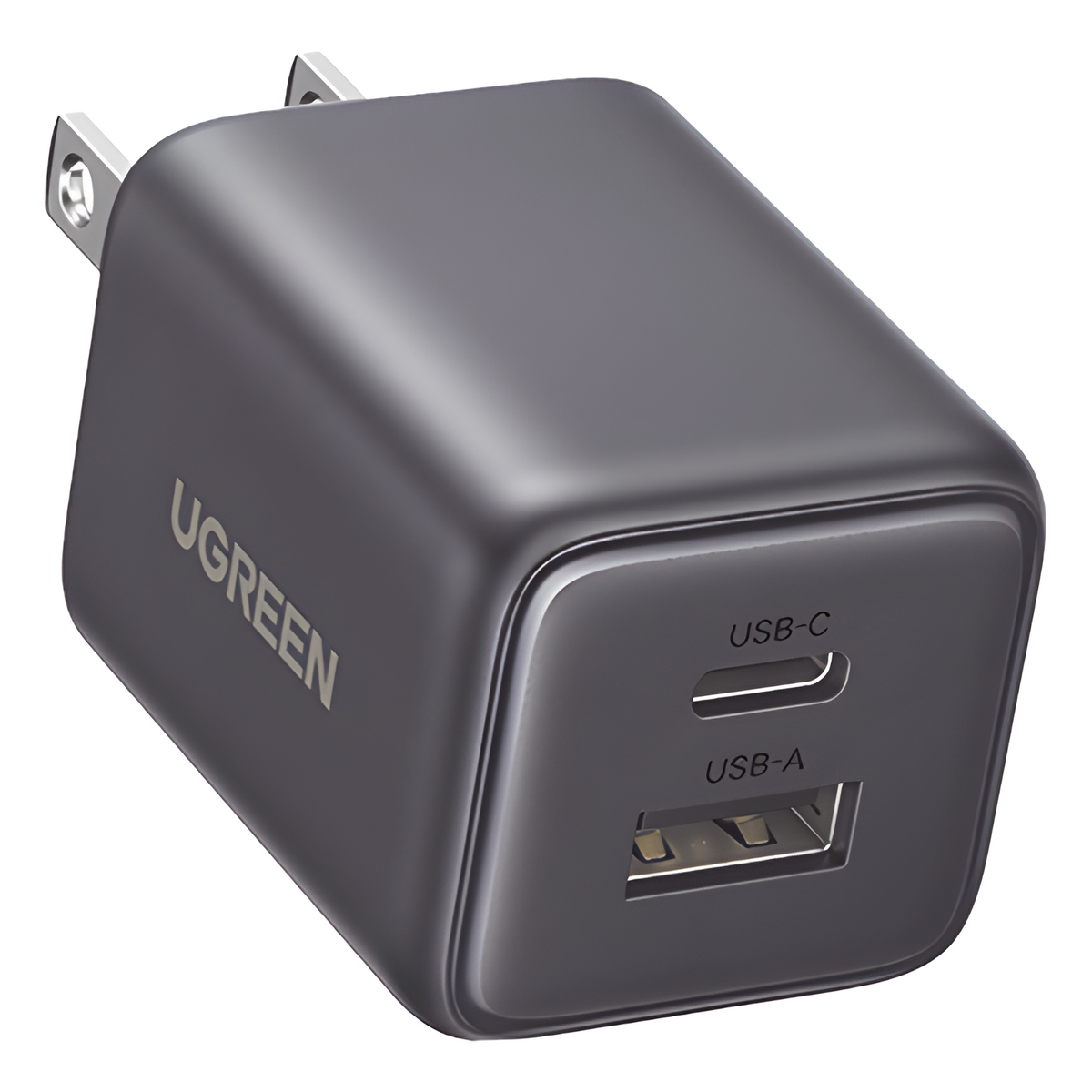 Cargador rápido GaN 1A1C de 20 W y 2 puertos