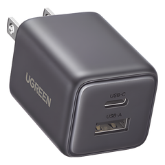 Cargador rápido GaN 1A1C de 20 W y 2 puertos