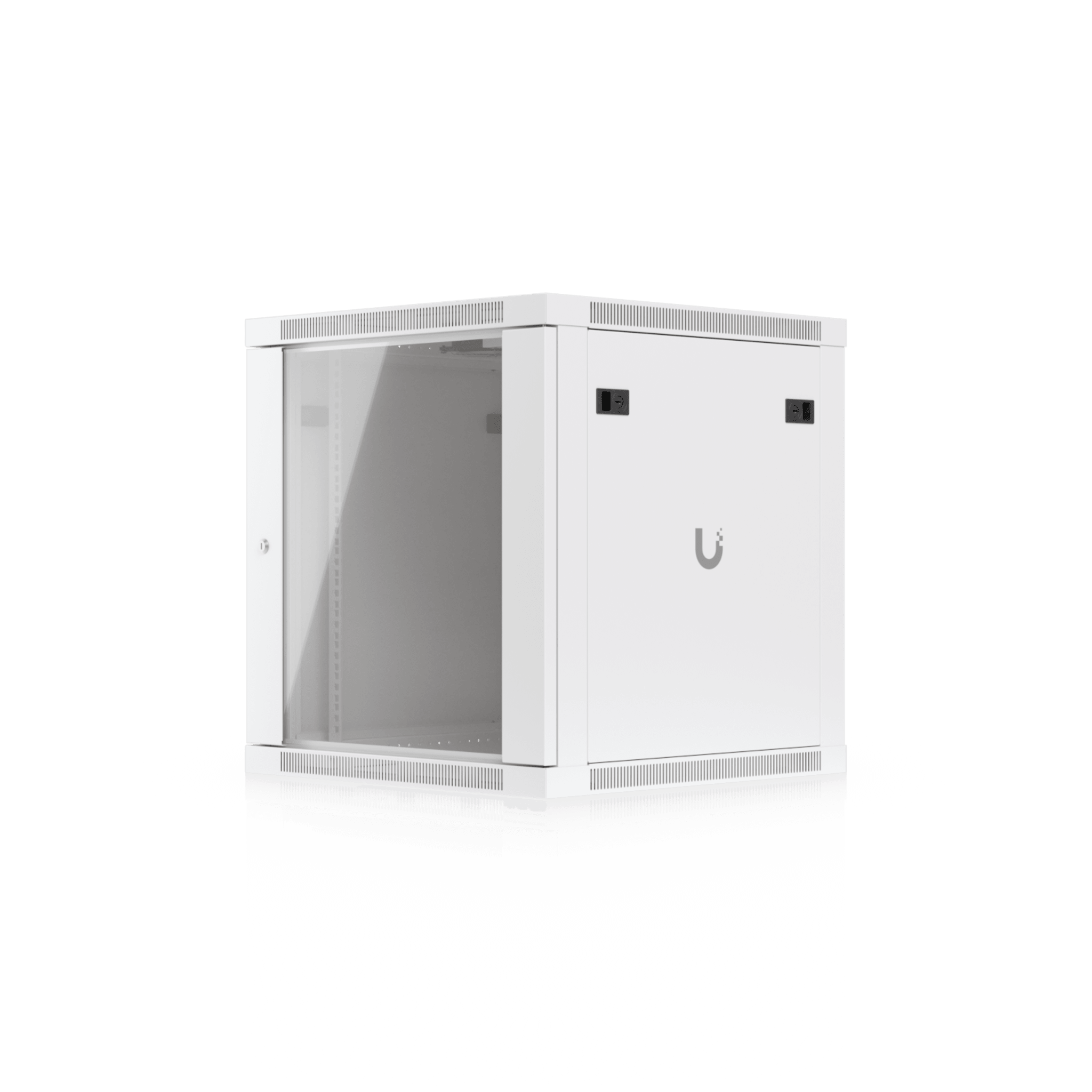 UACC Rack Cabinet 12U (598 x 600 mm) - Gabinete Cerrado para Montaje en Pared con Puerta Frontal de Vidrio Templado, Totalmente Ensamblado con Ventiladores Integrados y Paneles Removibles