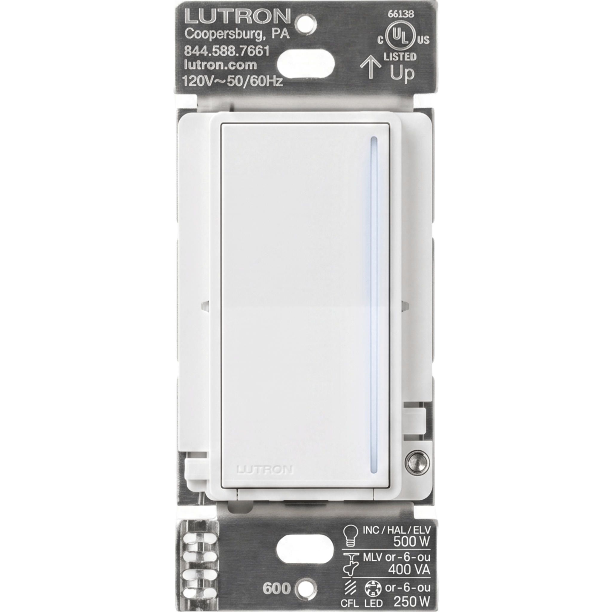 (RadioRa3) Atenuador  táctil Sunnata Dimmer PRO color blanco, requiere cable neutro / soporta 250W LED