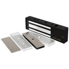 Kit Para Control de Acceso Incluye Chapa Magnética de 1200 Lbs Color Negro / Montaje En "U" Para Puerta de Cristal /  Uso Interior / Certificación UL / Diseño Elegante