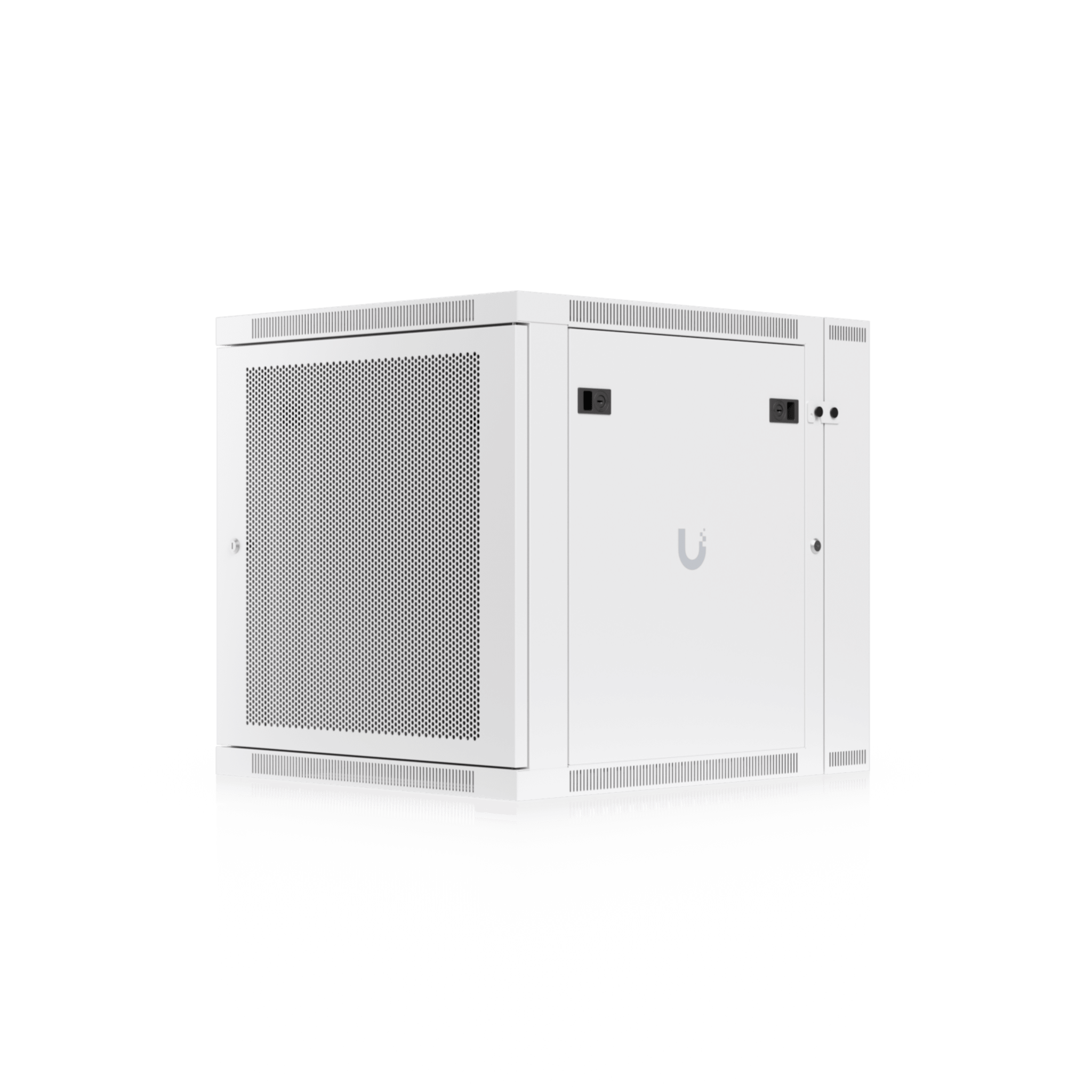 UACC Rack Cabinet 12U (600 x 703 mm) - Gabinete Cerrado para Montaje en Pared con Puerta Frontal Perforada, Puerta Trasera Abatible (Swing-Out) y Paneles Laterales Removibles con Llave