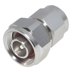Adaptador en Línea de Conector 4.3-10 Macho a N Macho, Bronce Blanco/ Plata/ Teflón.