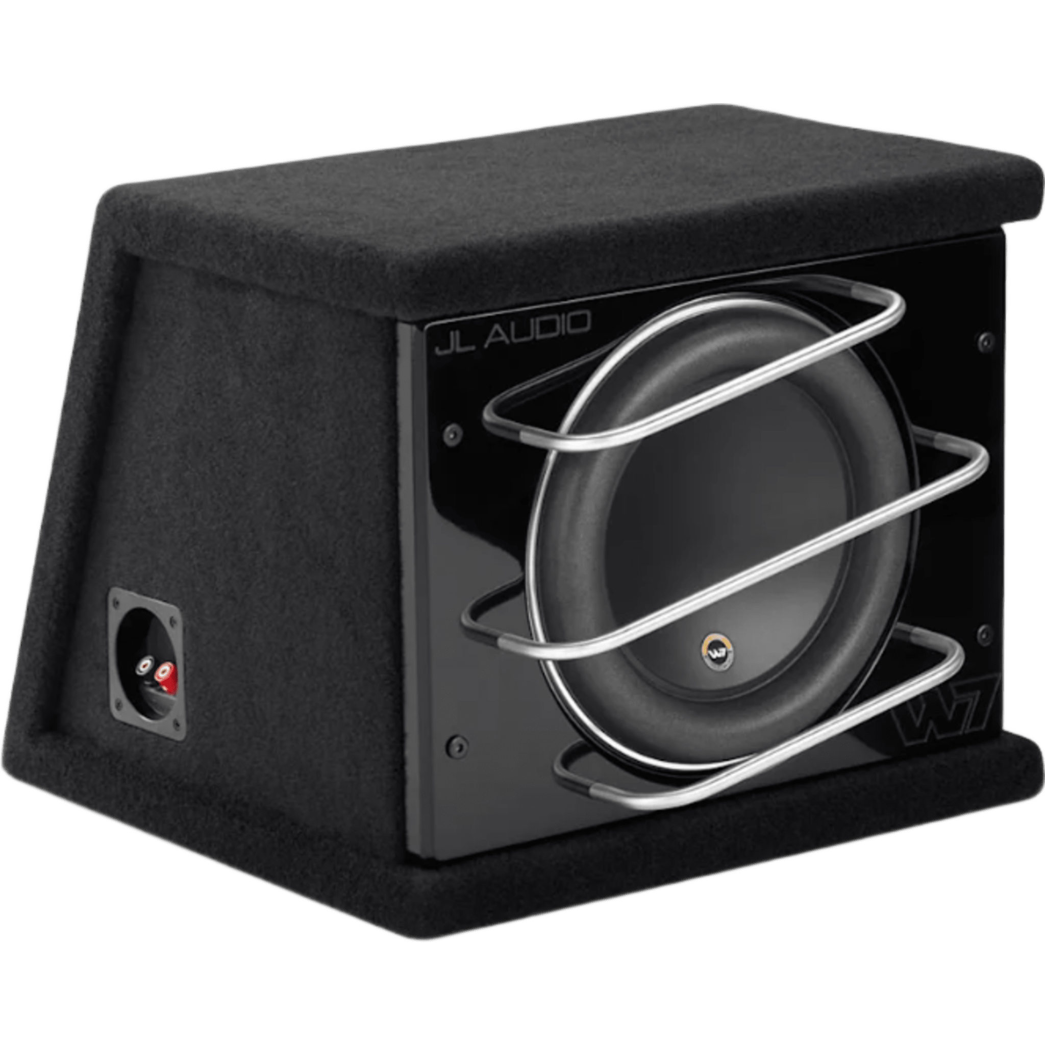 Subwoofer con Carcasa para Coche / 10″ / 750 W RMS / Impedancia 3 &Omega; / Carcasa Sellada Orientada hacia Atrás / Rejillas con Barras de Aluminio / Terminal de Conexión de 5 Vías / ProWedge W7AE