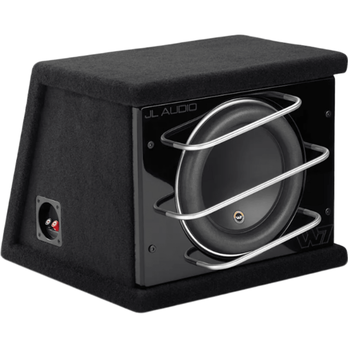 Subwoofer con Carcasa para Coche / 10″ / 750 W RMS / Impedancia 3 &Omega; / Carcasa Sellada Orientada hacia Atrás / Rejillas con Barras de Aluminio / Terminal de Conexión de 5 Vías / ProWedge W7AE