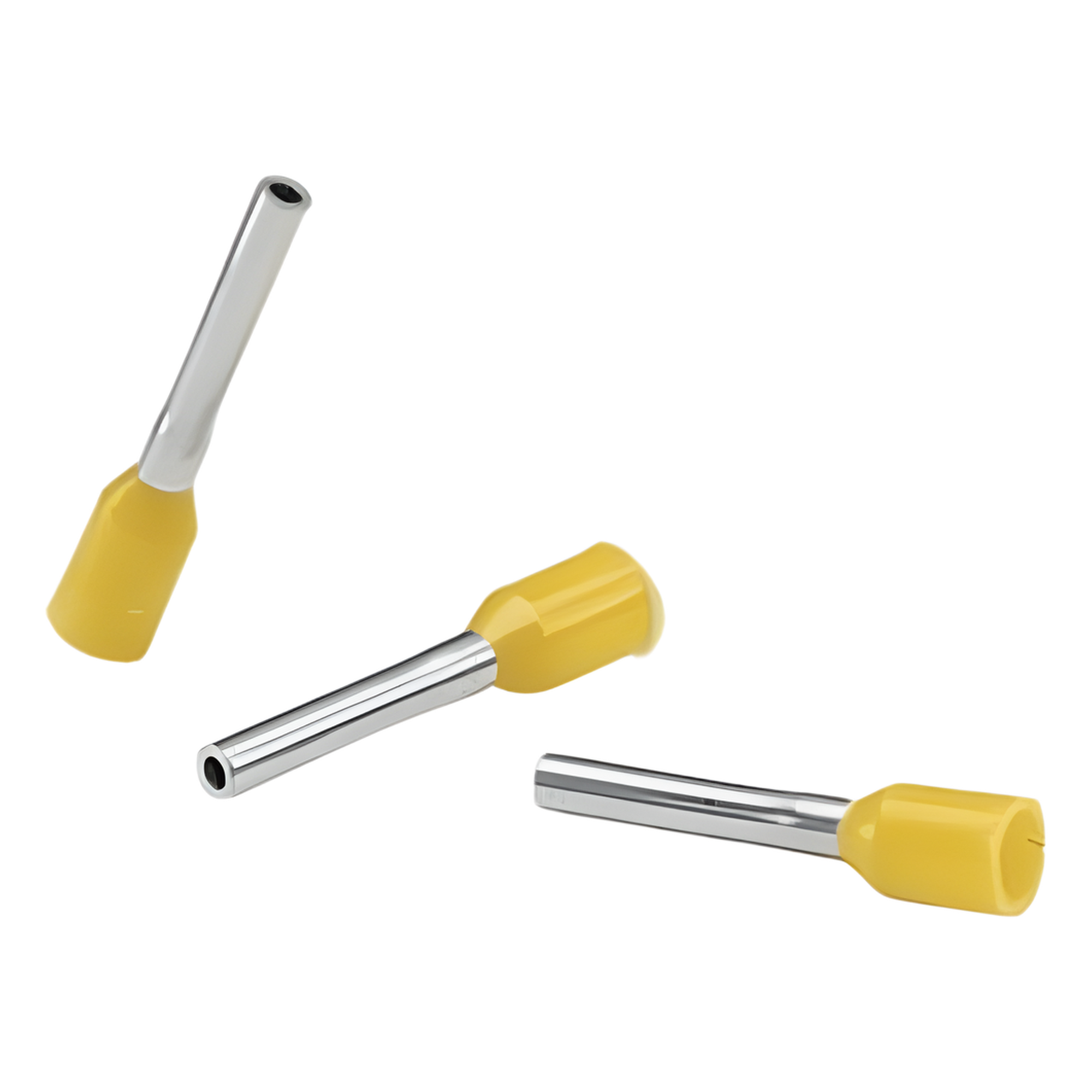 Ferrule Aislado PAN-TERM para Cable 18 AWG, Largo 12mm, DIN Color Amarillo. Paquete 500 Piezas