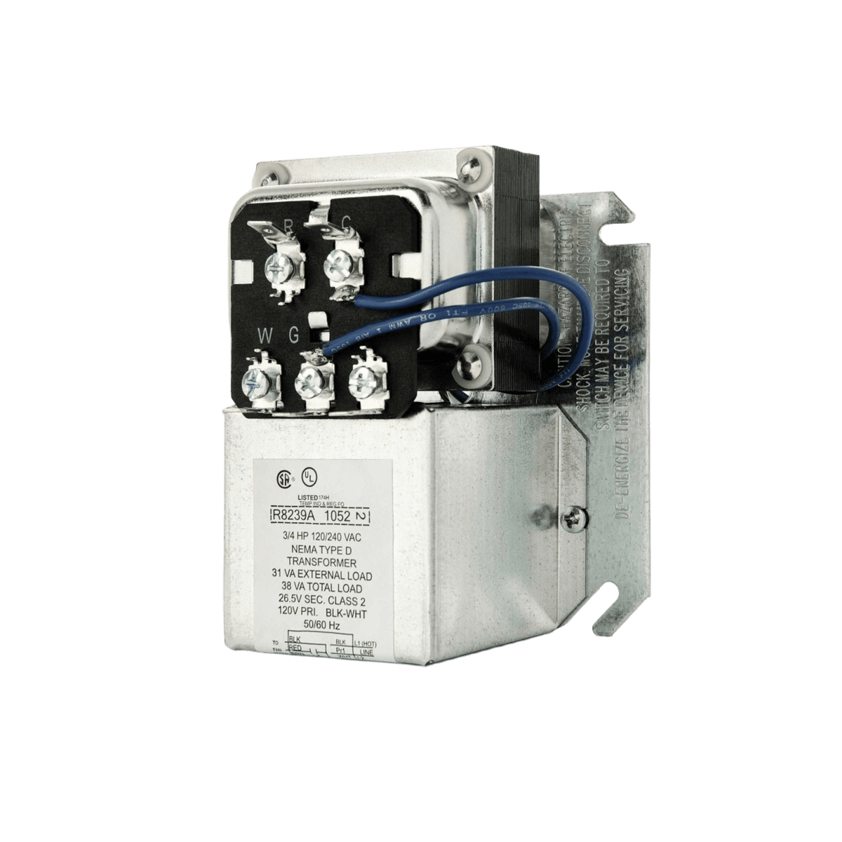 Centro de ventilador con transformador de 38 VA para sistemas de calefacción y refrigeración, conmutación SPDT, montaje en caja de 4 pulgadas