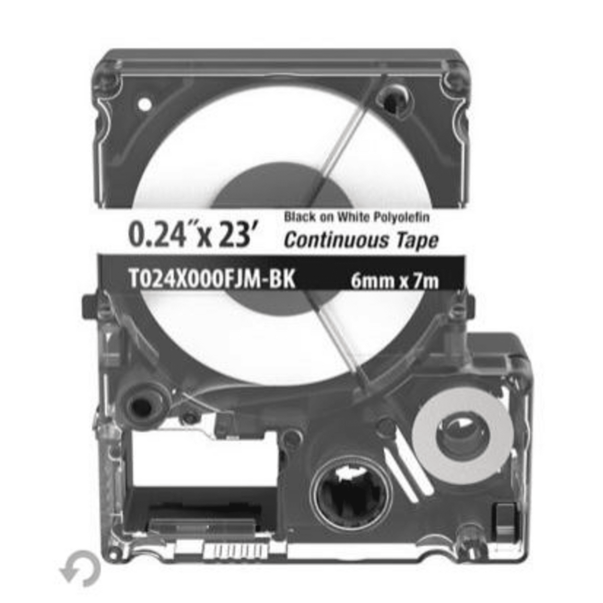 Casete de Etiquetas de Poliolefina de Cinta Continua, Color Negro Sobre Blanco, Uso Interior/Exterior, 5.82 mm de Ancho x 7 Metros (22.97 Pies) de Largo