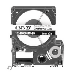 Casete de Etiquetas de Poliolefina de Cinta Continua, Color Negro Sobre Blanco, Uso Interior/Exterior, 5.82 mm de Ancho x 7 Metros (22.97 Pies) de Largo