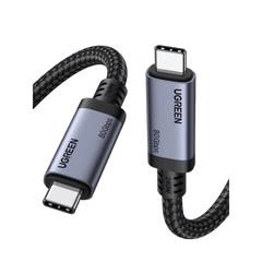 Cable USB-C Thunderbolt 5 / 80 Gbps Bidireccional / 120 Gbps Unidireccional / 1 m (3.28 ft) / 24 Pines / E-Marker IP2133H / 5A Máximo / Aluminio + Cobre Blindado