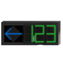 Panel LED Indicador de Estacionamiento Hikvision / 3 Dígitos con Flecha Direccional / Pantalla 7 Colores / Comunicación RS485-RJ45 / Montaje Colgante / Visualización Tiempo Real / Iconos Especiales