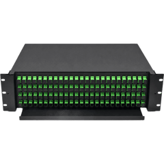 Distribuidor de Fibra Óptica (ODF) para 96 Empalmes, con 96 Acopladores SC/APC y 96 Pigtails SC/APC, para Rack de 19, 3 UR