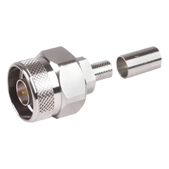Conector N Macho Hex, de Anillo Plegable y Pin Cautivo para cables RG-8/X, LMR-240, Ni/Au/Teflón.