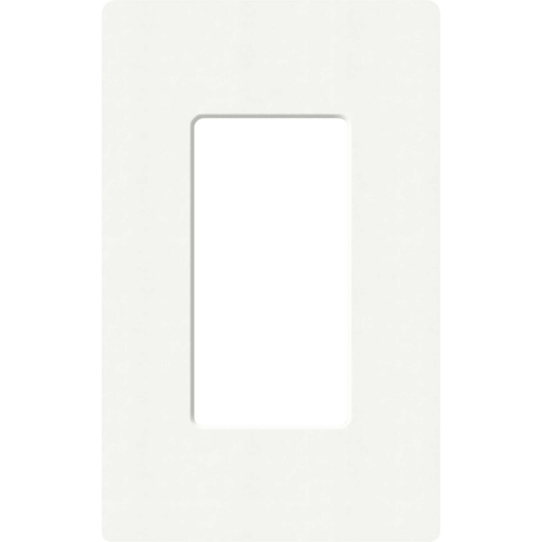 Placa de pared sin tornillos visibles de 1 espacio (1 gang), acabado satinado color Snow, para atenuadores y controles Lutron de apertura estilo designer