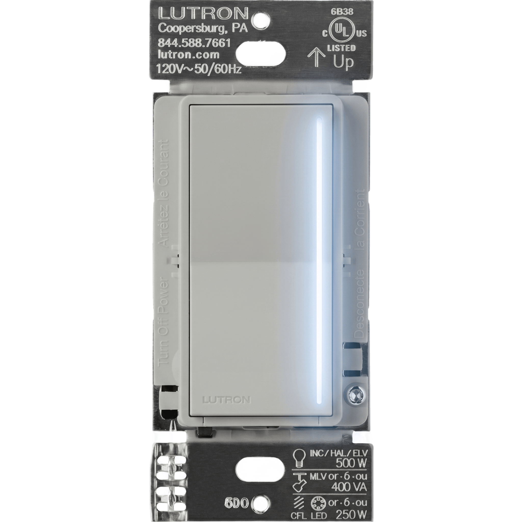 (RadioRa3) Atenuador táctil Sunnata Dimmer PRO color pebble, requiere cable neutro / soporta 250W LED
