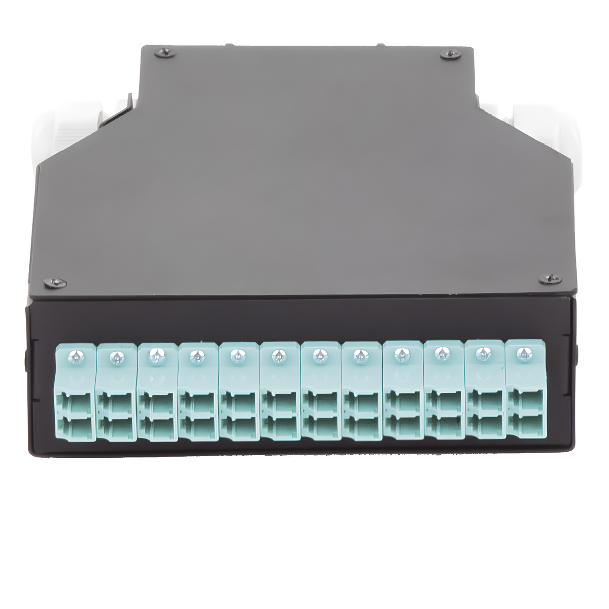 Distribuidor de Fibra Óptica para Riel Din, 12 Acopladores LC/UPC Duplex Multimodo con Charola de Empalme