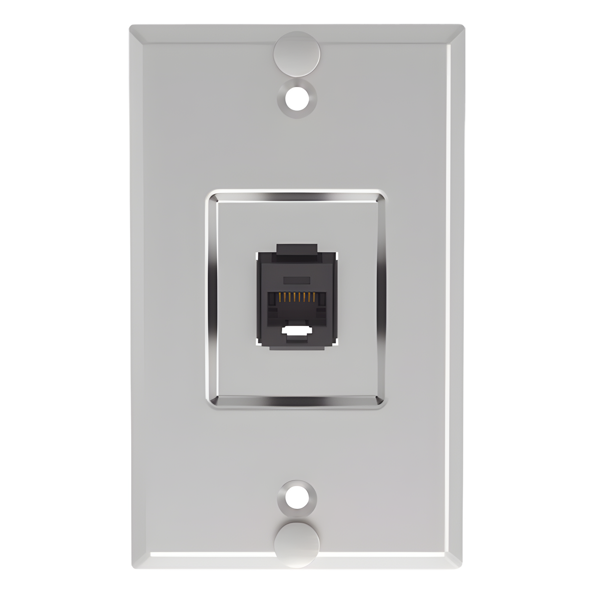 Placa de Pared Telefónica, Salida de 1 Puerto Keystone, con Jack Cat6 Estilo 110 de Impacto, de Acero Inoxidable