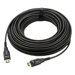 Cable Optico HDMI Híbrido | 4K@60Hz 18 Gbps | 30 m | Fibra OM3 + Cobre | LSHF | Bañado Oro 24K | HDCP 2.2 | HDR | ARC | CEC