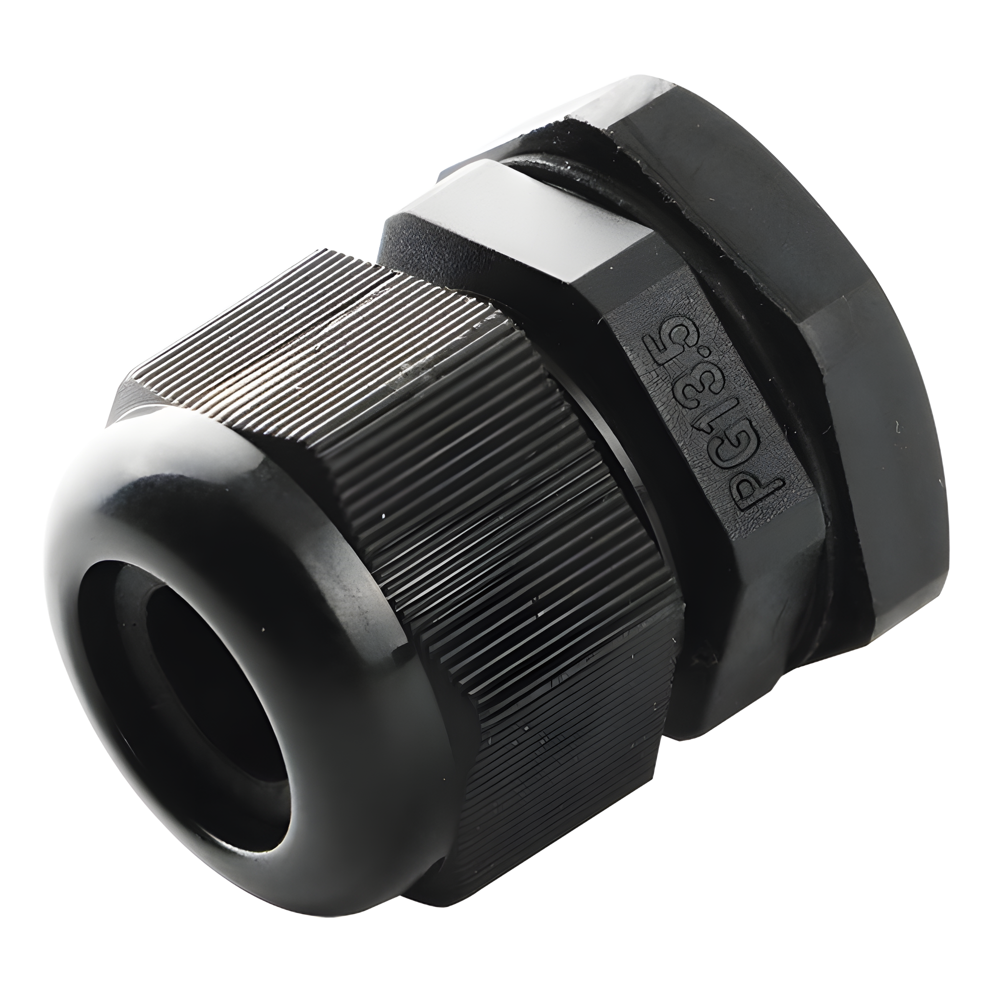 Conector Plástico Negro Tipo Glándula para Cable de 3.5 a 6 mm de Diámetro.